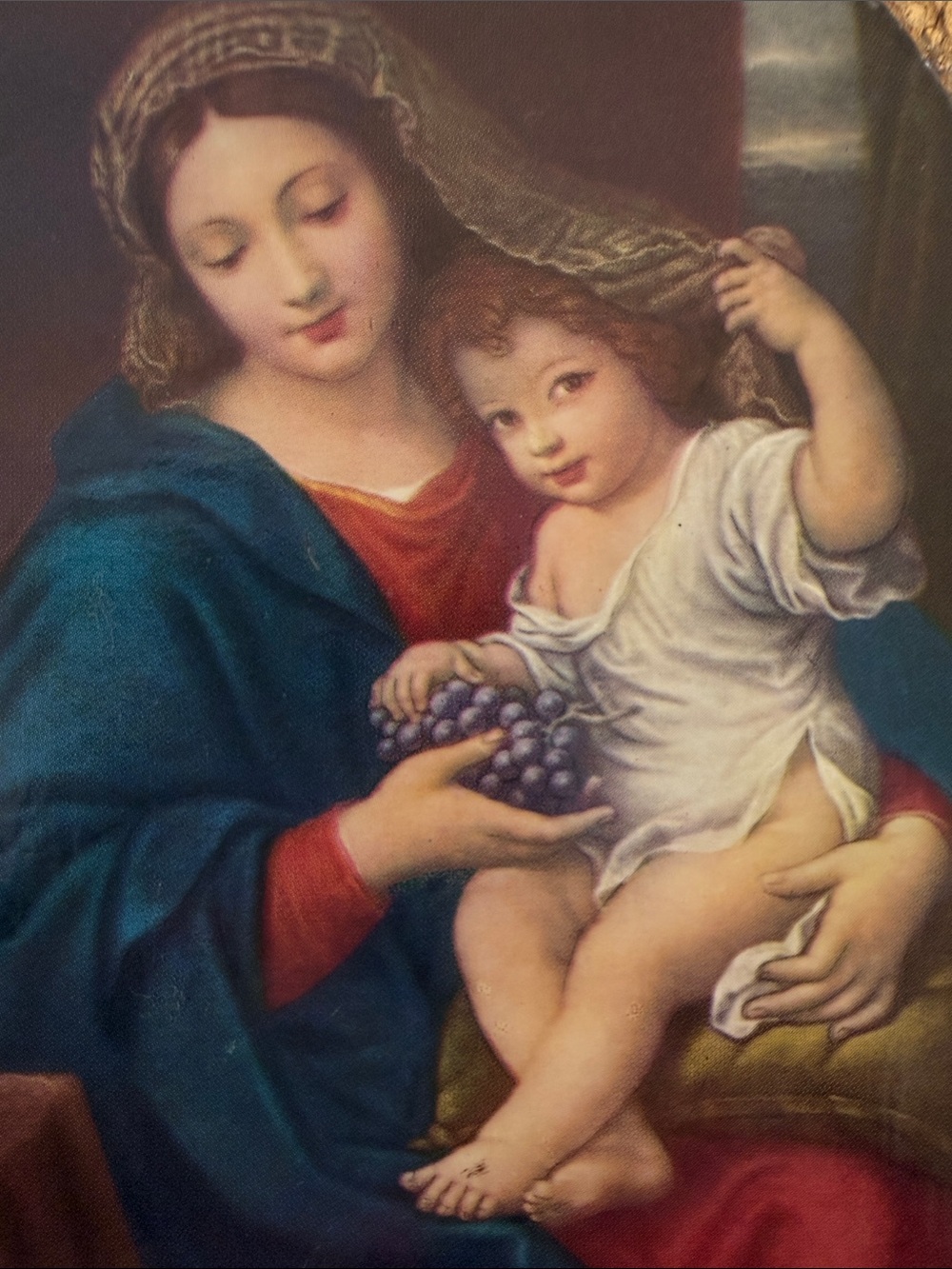 Italian Florentine Wooden Plaque “Madonna of the Grapes” Made in Italy - Picture 5 of 5